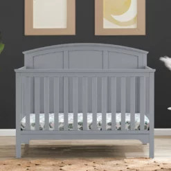 Delta Children Sweet Beginnings Sage Curve Top 6-in-1 Convertible Crib