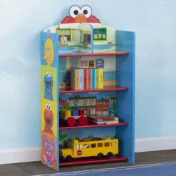 Delta Children Sesame Street Wooden Playhouse 4-Shelf Bookcase For Kids Sale