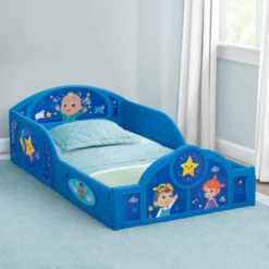 Delta Children Toddler Beds CoComelon Sleep And Play Toddler Bed With Built-In Guardrails