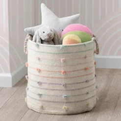 Delta Children Décor & Accessories Pastel Pom-Pom Handwoven Basket
