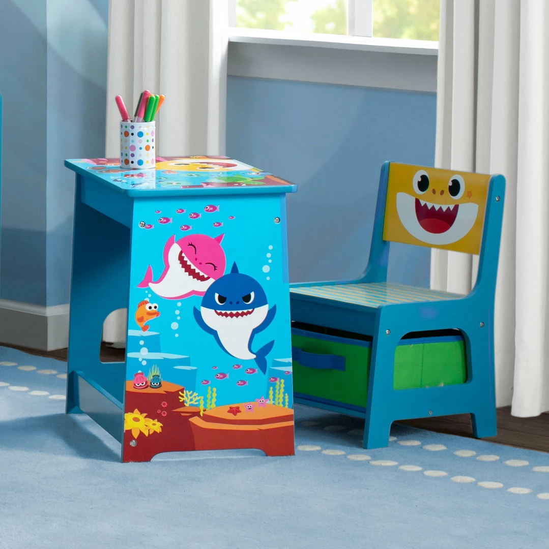 Delta Children Baby Shark Wood Art Desk And Chair Set With Dry Erase Top And Reusable Stickers Activity Desks 7 Delta Children Baby Shark Wood Art Desk And Chair Set With Dry Erase Top And Reusable Stickers Activity Desks