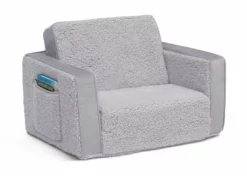 Delta Children Cozee Flip-Out Sherpa And Suede 2-in-1 Convertible Chair To Lounger For Kids Kids’ Chairs