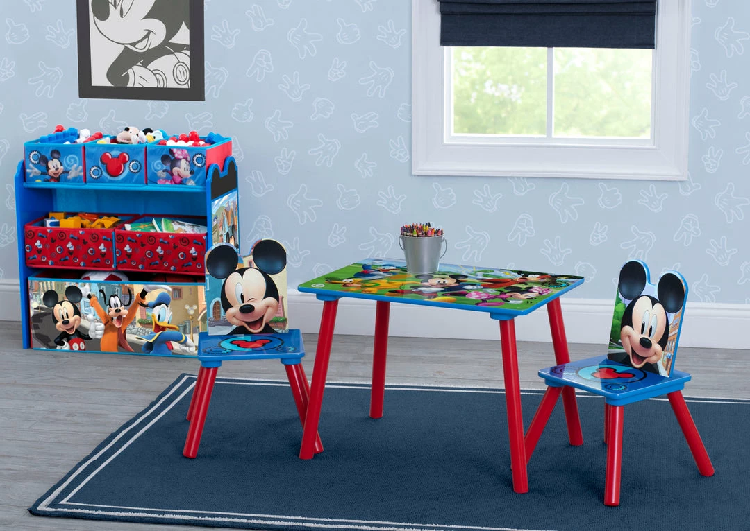 Delta Children Table & Chair Sets Mickey Mouse 4-Piece Playroom Solution – Set Includes Table And 2 Chairs And 6-Bin Toy Organizer 4 Delta Children Table & Chair Sets Mickey Mouse 4-Piece Playroom Solution – Set Includes Table And 2 Chairs And 6-Bin Toy Organizer