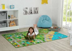 Delta Children Extra Large Road Map Activity Rug For Girls And Boys - 78-inch L X 54-inch W
