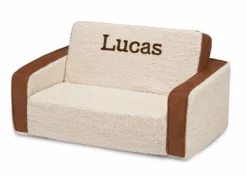 Delta Children Personalization Personalized Cozee Flip-Out Sherpa And Leather 2-in-1 Convertible Sofa To Lounger For Kids 11 Delta Children Personalization Personalized Cozee Flip-Out Sherpa And Leather 2-in-1 Convertible Sofa To Lounger For Kids