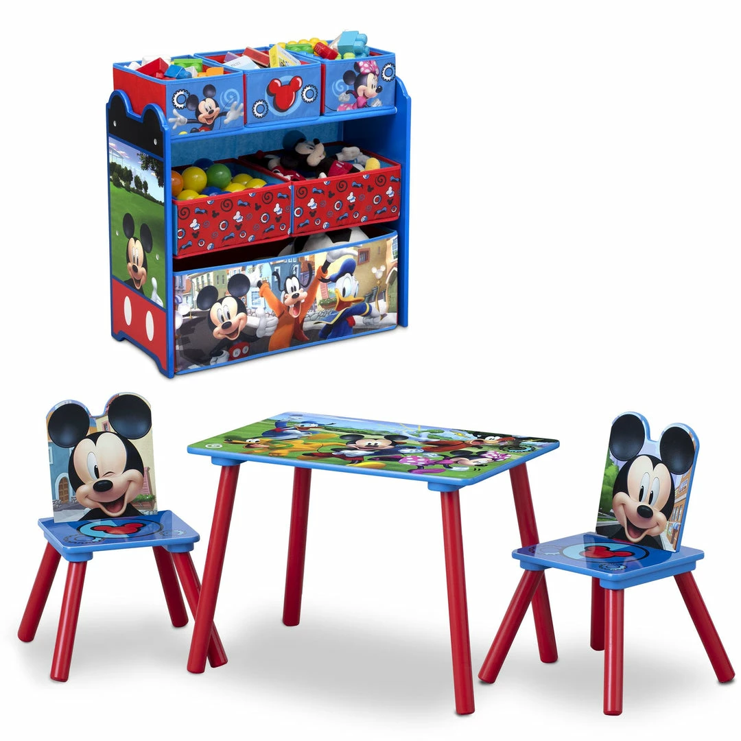 Delta Children Table & Chair Sets Mickey Mouse 4-Piece Playroom Solution – Set Includes Table And 2 Chairs And 6-Bin Toy Organizer 5 Delta Children Table & Chair Sets Mickey Mouse 4-Piece Playroom Solution – Set Includes Table And 2 Chairs And 6-Bin Toy Organizer
