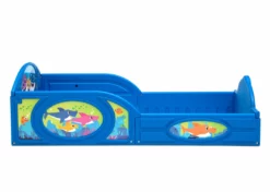 Delta Children Baby Shark Plastic Sleep And Play Toddler Bed With Attached Guardrails