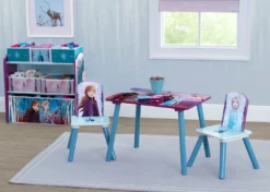 Delta Children Disney Frozen II 4-Piece Playroom Solution – Set Includes Table And 2 Chairs And 6-Bin Toy Organizer Table & Chair Sets