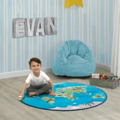 Delta Children World Map Round Area Rug For Kids, 39-Inch