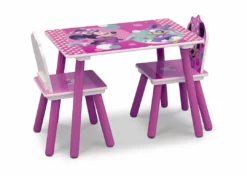 Delta Children Minnie Mouse 4-Piece Playroom Solution – Set Includes Table And 2 Chairs And 6-Bin Toy Organizer Table & Chair Sets
