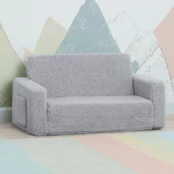 Delta Children Cozee Flip-Out Sherpa 2-in-1 Convertible Sofa To Lounger For Kids