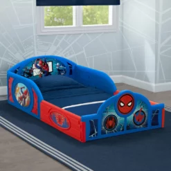 Delta Children Spider-Man Sleep And Play Toddler Bed With Built-In Guardrails Toddler Beds