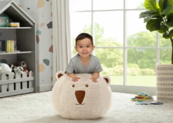 Delta Children Bear Plush Foam Pouf Ottoman