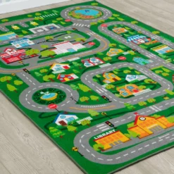 Delta Children Extra Large Road Map Activity Rug For Girls And Boys - 78-inch L X 54-inch W