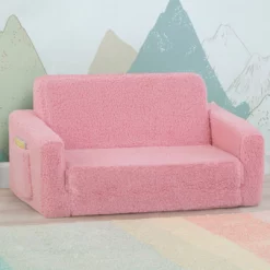 Delta Children Cozee Flip-Out Sherpa 2-in-1 Convertible Sofa To Lounger For Kids