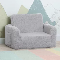 Delta Children Cozee Flip-Out Sherpa 2-in-1 Convertible Chair To Lounger For Kids