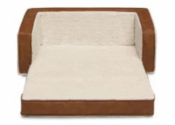 Delta Children Cozee Flip-Out Sherpa And Leather 2-in-1 Convertible Sofa To Lounger For Kids