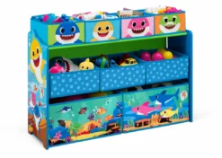 Delta Children Storage Baby Shark Deluxe 9 Bin Design And Store Toy Organizer